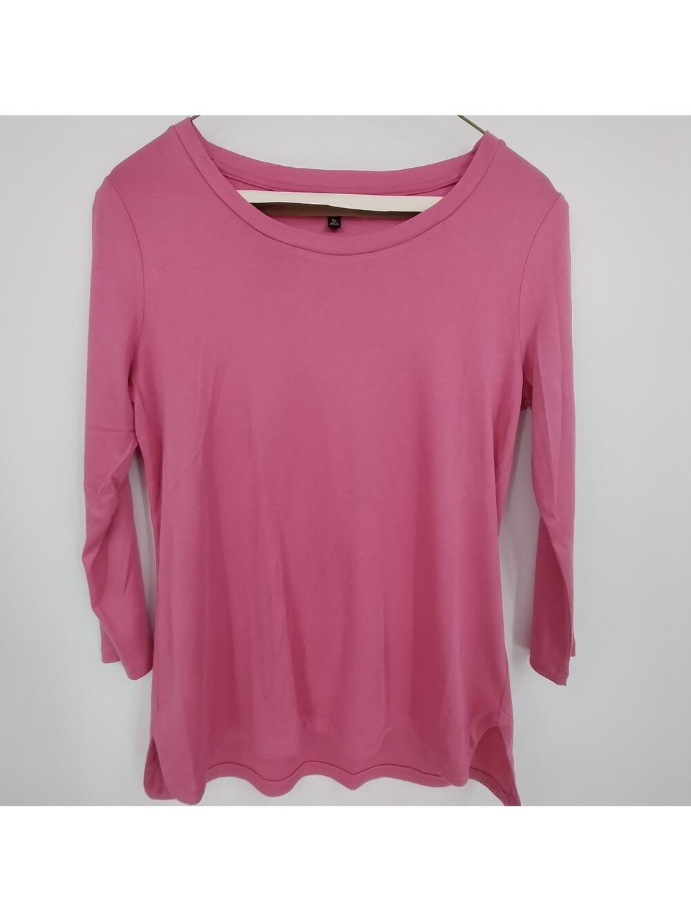 Talbots Pink Tunic Top Women SP 3/4 Sleeve Supima Cotton Modal 21" Crew Neckline